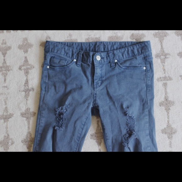 Green and Blue Distressed Skinny Jean Set - Picture 2 of 4